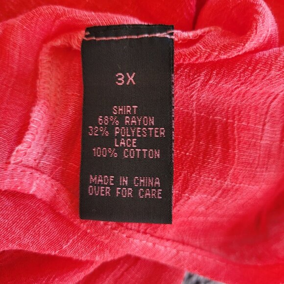 IN STudio Women Top Plus Size 3X Pink Button Up Lagenlook Lightweight Boho 17458 - Picture 6 of 13